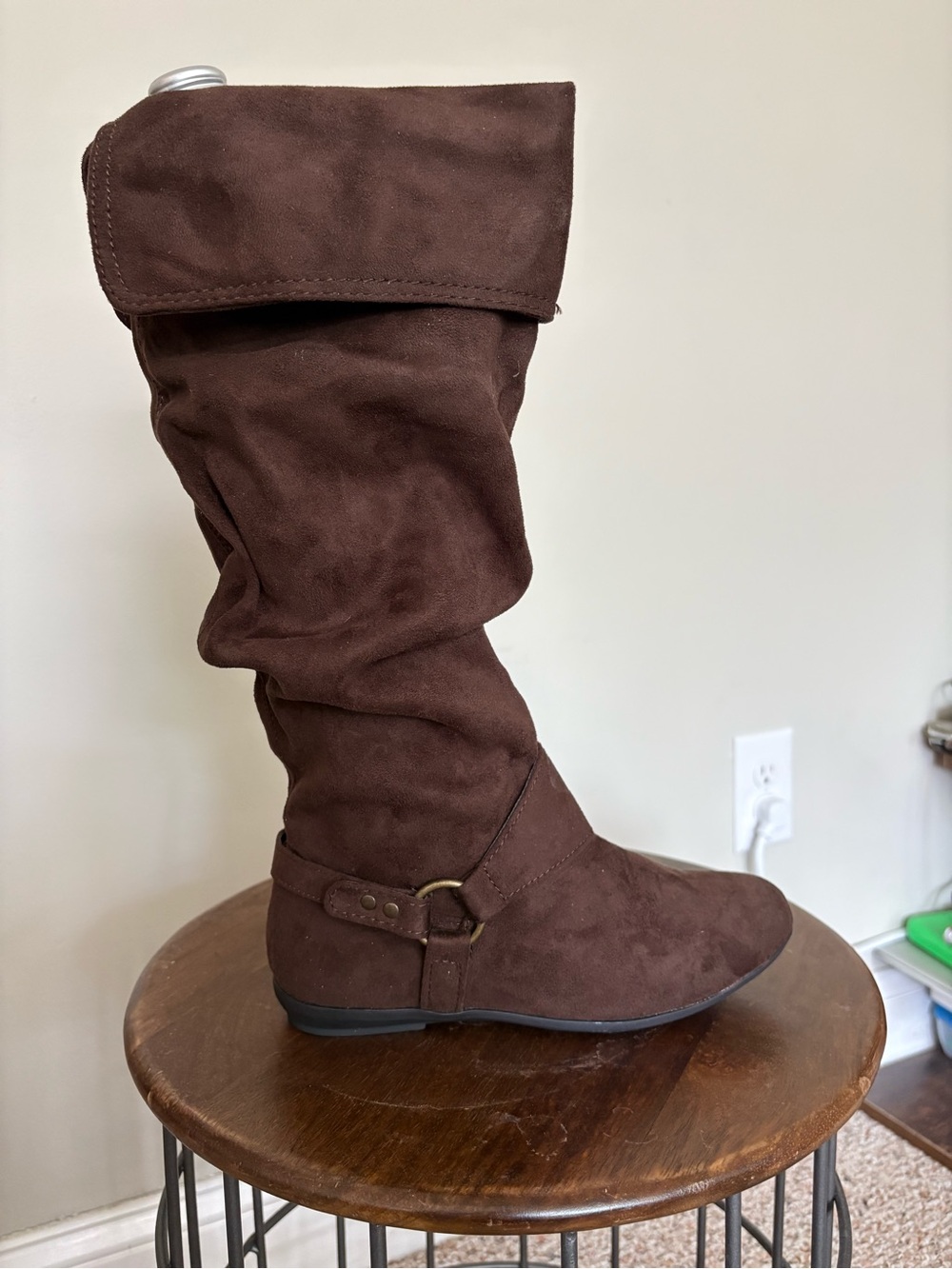 Nine West Brown Over-the-Knee Slouch Boot with Folded Cuff